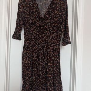 Old Navy Black Dress with Floral Pattern